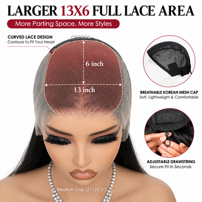 13x6 Burmese Curly Pre-Cut Lace Glueless Human Hair Wig With Drawstring