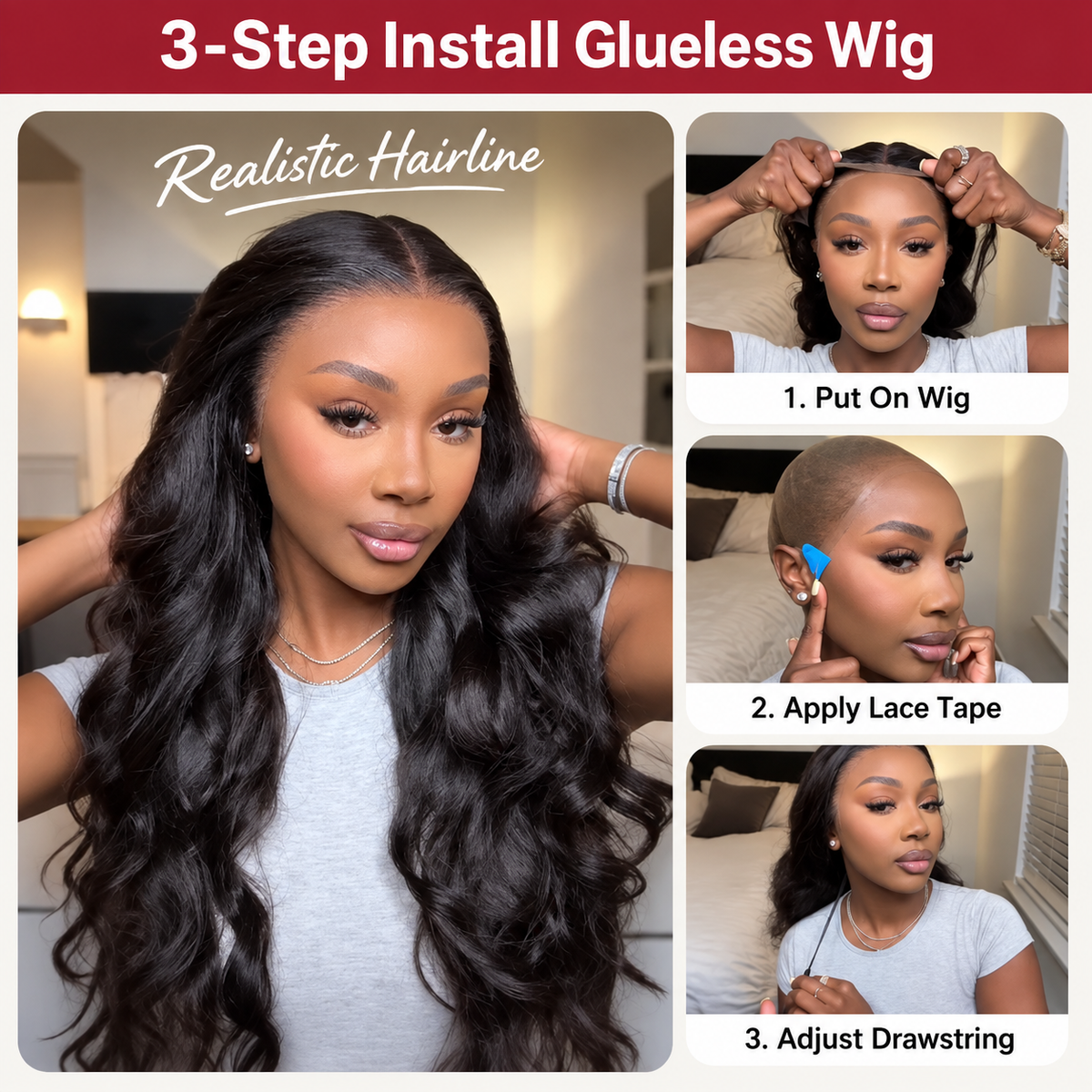 13x6 Straight Glueless Lace Front Human Hair Wig With Drawstring