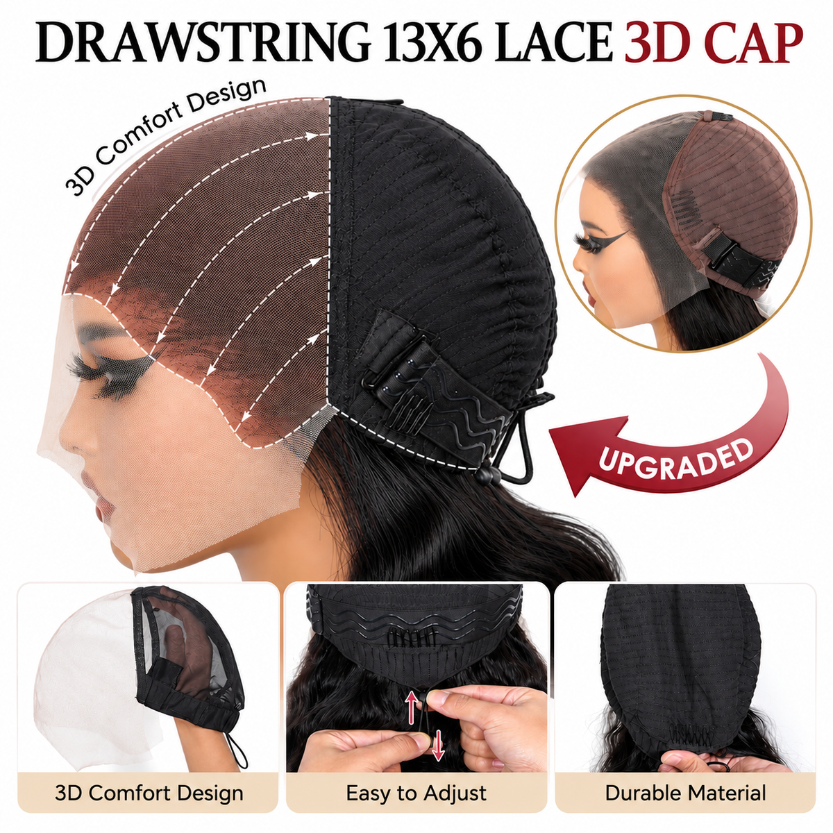 13x6 Burmese Curly Pre-Cut Lace Glueless Human Hair Wig With Drawstring