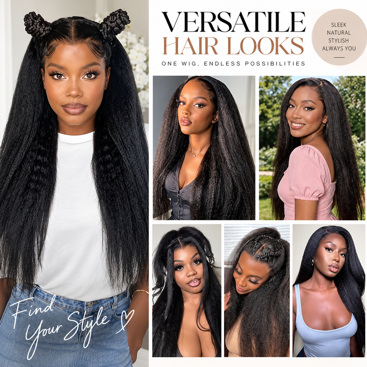 Beluck Kinky Straight 13x6 Lace Front Wig Human Hair | 220% Density Glueless Pull & Go Wig