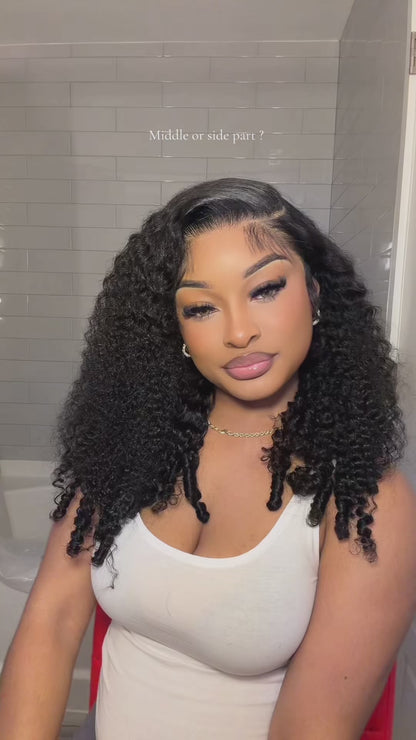 Beluck Burmese Curly 13x6 HD Lace Front 220% Density Drawstring Human Hair Wig with Fuller Volume and Defined Curls