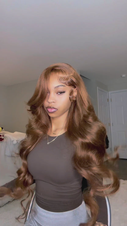 Beluck Chocolate Brown Loose Body Wave Glueless Wig 13x6 Lace Front Human Hair with Face Framing Layers