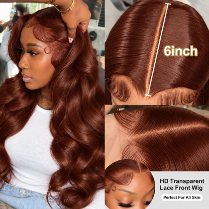 Reddish Brown #33 Body Wave 13x6 Lace Front Human Hair Wig