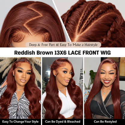 Reddish Brown #33 Body Wave 13x6 Lace Front Human Hair Wig
