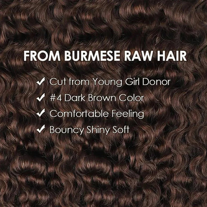Beluck Burmese Curly Crochet Human Hair Chocolate Brown Pre Separated Feather Crochet Hair with Miracle Knots